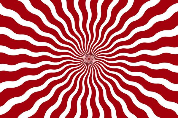 Red and white psychedelic optical illusion abstract background vector