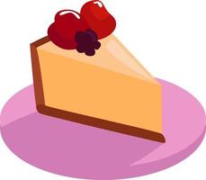 Cheesecake on a plate, illustration, vector on white background