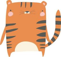 Orange tiger, illustration, vector on white background.