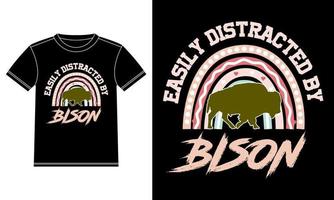 Easily Distracted by Bisons Boho Rainbows T-shirt Design vector