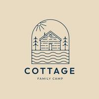 cottage line art logo minimalist vector  illustration design