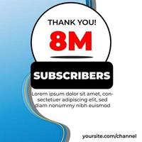 thank you 8 million subscribers background illustrator. First half thousand followers congratulation card
