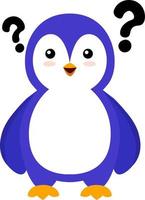 Penguin with question mark, illustration, vector on white background.