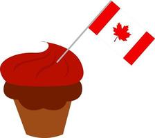 Canadian cupcake, illustration, vector on white background.