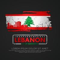 plantilla de tarjeta de felicitación del día de la independencia de líbano vector