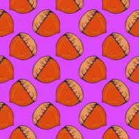 Small hazelnut, seamless pattern on purple background. vector