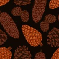 Conifer cones vector seamless pattern. Pine, spruce, cedar, larch, fir tree cones, winter nature texture for textile, print, card, christmas, greetings, wallpapers, background