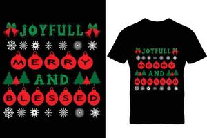 Christmas t shirt design joyful merry and blessed vector