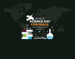 World Science Day for Peace and Development.  November 10. background design with Flying Science Dove vector illustration.