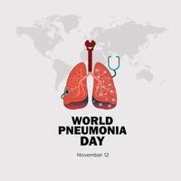 día mundial de la neumonía con coronavirus atacando los pulmones. ilustración, afiche o pancarta del día mundial de la neumonía. vector
