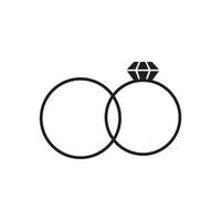 Two rings with diamond icon vector