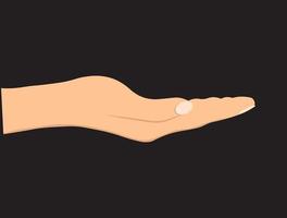 Facing up womans hand isolated on black background vector