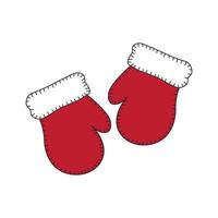 Warm knitted red mittens design isolated on white background vector
