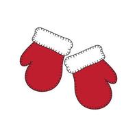 Warm knitted red mittens design isolated on white background vector
