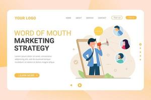Word Of Mouth Marketing Strategy landing page template vector