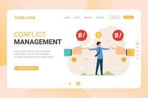 Conflict management landing page template vector