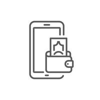 e-wallet para gráfico de vector de icono de línea de pago móvil