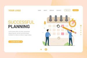 Business planning schedule landing page template vector