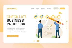 Checklist business project landing page template vector