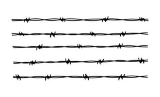 Barbwire fence background. Hand drawn vector illustration in sketch style. Design element for military, security, prison, slavery concepts