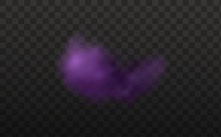 Realistic scary mystical  clouds fog in night Halloween. Purple  flows poisonous gas, dust and smoke effect.Vector set. vector