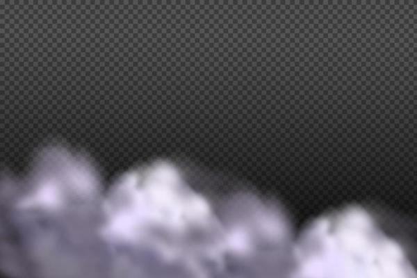 Smoke rings.White vector cloudiness ,fog or smoke on dark checkered background.Cloudy sky or smog over the city.Vector illustration.