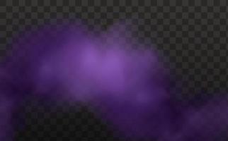 Realistic scary mystical  clouds fog in night Halloween. Purple  flows poisonous gas, dust and smoke effect.Vector set. vector