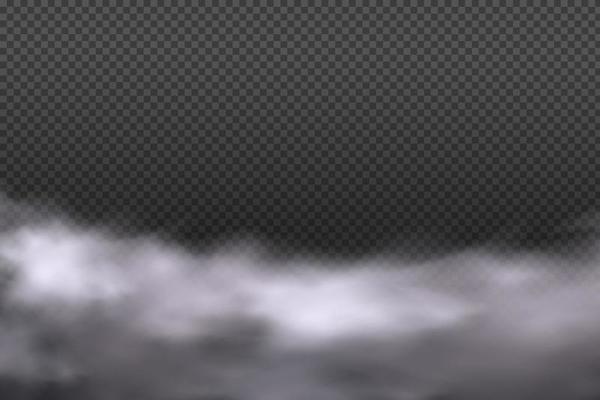 Smoke rings.White vector cloudiness ,fog or smoke on dark checkered background.Cloudy sky or smog over the city.Vector illustration.