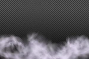 Smoke rings.White vector cloudiness ,fog or smoke on dark checkered background.Cloudy sky or smog over the city.Vector illustration.