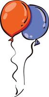 Two balloons, illustration, vector on white background.