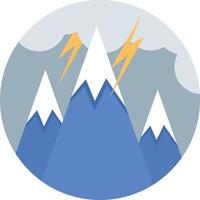 Lightning in the mountains, illustration, vector on white background.