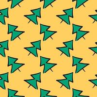 Christmas tree,seamless pattern on yellow background. vector