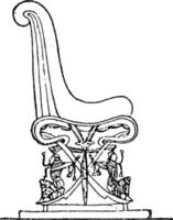 Egyptian Tomb of Ramses III chair, vintage illustration. vector