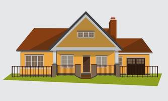 Front view house vector illustration with fence