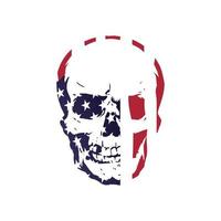 Skull with American flag Pattern, Skull head USA flag with grunge texture vector