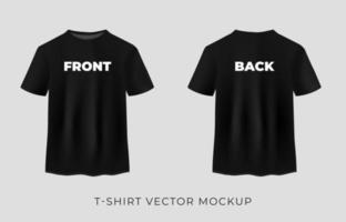 Black T-shirt mockup front and back illustrations vector