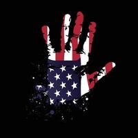 Hand with USA flag pattern vector