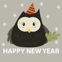 Merry Christmas and New Year greeting cards with cute animal characters vector