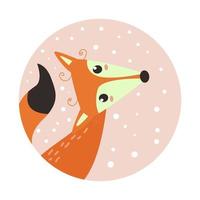 lindo personaje de dibujos animados de animales en forma de círculo vector