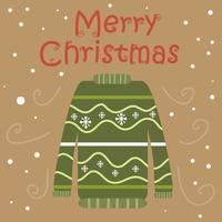 Merry christmas and new year card with cute characters on brown background vector