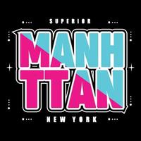 ilustración de vector de impresión de camiseta de diseño de tipografía de manhattan