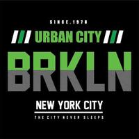 ilustración de vector de impresión de camiseta de diseño de tipografía de brooklyn