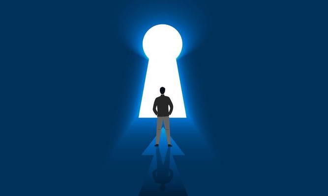 businessman standing in front of the white door to success Shows the success of the business that lies ahead just by doing it.