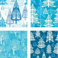 Set of Seamless pattern with winter forest vector