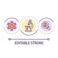 Laboratory research loop concept icon. Identify pathogen. Virus detection. Coronavirus abstract idea thin line illustration. Isolated outline drawing. Editable stroke. vector