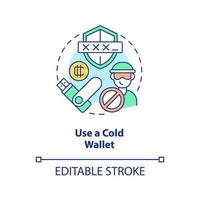 Use cold wallet concept icon. Hardware for trader. Cryptocurrency security abstract idea thin line illustration. Isolated outline drawing. Editable stroke. vector