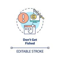 Do not get fished concept icon. Avoid suspicious links. Crypto wallet security abstract idea thin line illustration. Isolated outline drawing. Editable stroke. vector