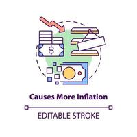 Causes more inflation concept icon. Goods deficit. Effect of inflation abstract idea thin line illustration. Isolated outline drawing. Editable stroke. vector