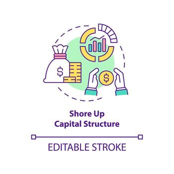 Shore up capital structure concept icon. Dealing with inflation in business abstract idea thin line illustration. Isolated outline drawing. Editable stroke. vector