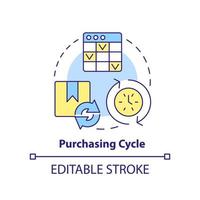 Purchasing cycle concept icon. Procurement strategy example abstract idea thin line illustration. Business process. Isolated outline drawing. Editable stroke. vector